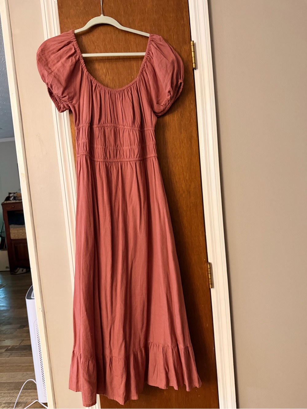 Women's Puff-Sleeve Maxi Dress in Dusty Rose
